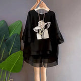 Fashion Printed Loose Patchwork Shirt Women's Clothing Oversized All-match Casual Irregular Summer Streetwear Button