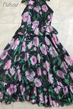 Summer Slim Dresses Female Halter Sleeveless Off Shoulder High Waist Spliced Ruffles Long Dress For Women Clothing