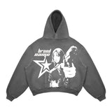 Street Gothic Casual Letter Blast Print Pattern Men Clothing Fashion Hoodie Harajuku Retro Y2K Hoodie sweatshirt-Outfit
