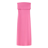 New Stretch Slim Solid Color Knitted Shoulder Dress 5039174-Outfit