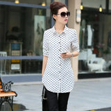 Long Style Shirts 2021 Spring Autumn New Plus Size Blouses Print Long Sleeve Chiffon Shirt Women Blouse Casual Tops