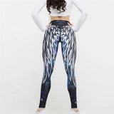 New Angel Wings Printing Leggings Put Hip Elastic High Waist Legging Breathable Slim