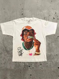 Men's T-Shirts Retro Portraits Print Short-Sleeved T-Shirts Y2k Gothic Harajuku Hip-Hop Couple Relaxed-Outfit