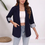 Spring And Autumn Fashion Casual Splicing Collar Repair Cardigan Temperament Suit