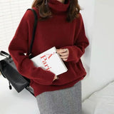 and Winter Turtleneck Elegant Long Sweater Women Loose Pulls Long Sleeve Tops Knitted Pullover Soft Warm Sweaters