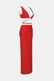 V Tie Back Bralette and Split Maxi Skirt
