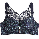 Leopard Front Closure Bra Wireless Beauty Lace Back Bras for Women Plunge Push Up
