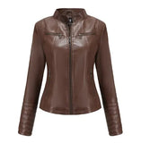 Faux Leather Jacket Autumn Winter Long Sleeve Plus Size Fashion Ladies Solid Zipper Biker Coat Female Casual
