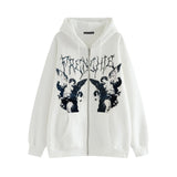 Hop Streetwear Women Hoodies Goth Angel Dark Print Zipper Jacket Coat Harajuku Y2K Hooded Top Clothes Men Women Punk