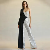 New Women's Silver Splicing Squin Single-Shoulder Fashion