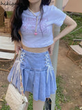Clothes Harajuku Women's Summer Denim Skirt High Waist Bandage Jupe 2023 Faldas De Mujer Korean Fashion Slim Mini Skirts-Outfit