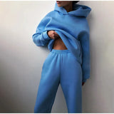 Tracksuit Suit Autumn Fashion Warm Hoodie Sweatshirts Two Pieces Oversized Solid Casual Hoody Pullovers Long Pant