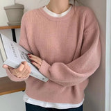 Autumn Winter Warm Loose Full Sleeve Women Knitted Pullovers Casual Simple O-neck Female Solid Sweaters Jumpers