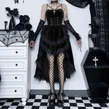 Autumn's New Dark Sexy Hot Girl Slim, Neck Tie, Waist Tie, Dress Girl-Outfit