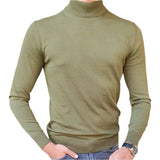 Men's Spring And Autumn Thin High-Necked Knitted T-Shirt Long-Sleeved Slim Sweater