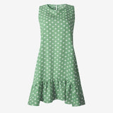 Dot Dress Women 2020 New Summer Beach Casual Dress Plus Size Sleeveless yellow Loose A-Line Midi Beach Dresses