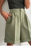 High Waist Shorts Women 2021 New Summer Casual Elegant Soft Pants with Sashes Loose Shorts with Pockets for