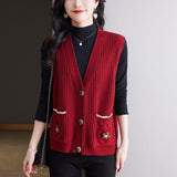 Horse Clip New 2024 Knitted Vest Jacket Women's Spring And Autumn Large Size Fashionable Sweater Vest Cardigan Trend-Outfit