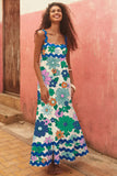 Toloer Southeast Asia New Small Flower Wave Sling Skirt High-End Temperament A-Line