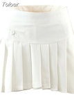 Women Fashion New College Style Solid High Waist Mini Skirt Sweet Side zipper Pleated Short Skirts Chic Preppy
