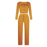 party gift Cardigan Slim Two Piece Set Women Knitted Tracksuit Sexy Crop Top Pants Solid Color Sweatpants Fitness Sweatsuit 2022 New