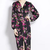 Temperament Elegant Dress Spring And Autumn New Light Style Lantern Sleeve Femininity Print Dress