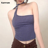 Grunge Halter Tops Irregular Bandage Tank Tops Harajuku Chic Sexy Slim Crop Tops Summer Korean Fashion Designer