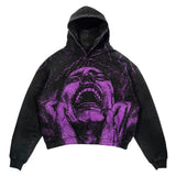 new street goth men fashion hooded letter print pattern shirt Harajuku retro Y2K couple hooded top-Outfit