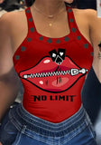 Sexy Square Collar lip letter Print