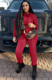 Casual Plain Long Sleeve Crop Hoodie And Sweatpants Two Piece