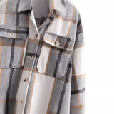 Style Pocket Plaid Blouse Shirt Jacket In Autumn-Outfit
