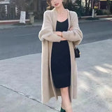 Waxy Knitted Sweater Cardigan Girls Autumn And Winter New Casual Loose Look Lazy Style Imitation Mink Velvet-Outfit