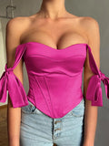Sexy Satin Off Shoulder With Bow Sleeve