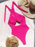 Pink Sexy Cross Halter One-Piece