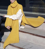 Long Sleeve Turtleneck Knit Pullover Loose Irregular