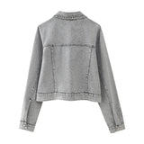 New Artificial Pearl Denim Jacket 5862065 Miniskirt 5862066-Outfit