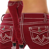 Jeans High Waisted Straight Skinny Stretchy Pant Streetwear Ladies Tight Washed Bandage Denim Pencil Pants Trousers
