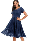 Lace Short Sleeve A-line Bridesmaid