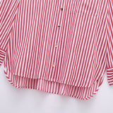 Spring Style Flanged Cuff Striped Loose Shirt 2731533-Outfit