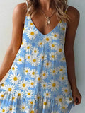 Sexy Summer Dress Daisy Ruffled Spaghetti Strap Mini Dresses For Women Floral Print Sundress Women's Bodycon