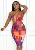 Sexy Printed Cutout One Shoulder Straps Bodycon