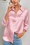 Spring Summer Womens Casual Button Up Shirt Long Sleeve Leopard Office Lady Print Shirts Female Cardigan Elegant