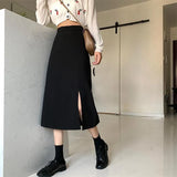 Skirts Women Mid-calf College A-line High Waist Korean Style OL All-match Friends Plus Size Streetwear Chic Female