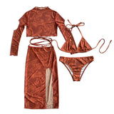 Toloer New Long-Sleeved Skirt Style Top Swimsuit Suit Split Bikini Bikini