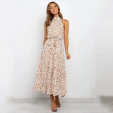Summer Long Dress Floral Casual Beach Dresses Halter Strapless Sundress 2022 Ladies Vintage Clothes For Women