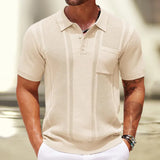 Men's POLO Shirt Summer Solid Color Short Sleeve Pit Commuter Jacket Knitted
