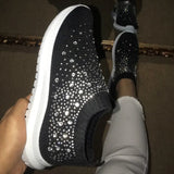 Sock Sneakers Ladies Vulcanized Shoes Summer Bling Flat Casual Loafers Slip On Spring Shoes Female Trainers Tenis