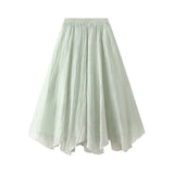 A Word Half-Dress Woman 2025 New Medium Long Gentle Fairy Yarn Skirt Wave Hem