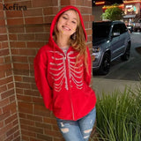 2022 Long Sleeve Goth Zip Up Butterfly Diamond Hoodies Women Autumn Winter Street Harajuku Hooded Jacket