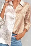 Spring Summer Womens Casual Button Up Shirt Long Sleeve Leopard Office Lady Print Shirts Female Cardigan Elegant